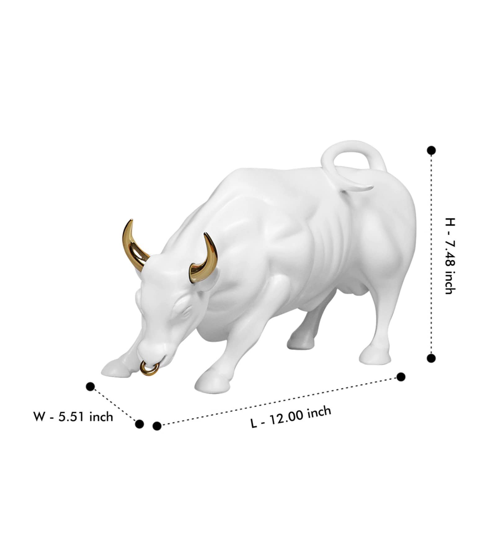 Bull White Resin Figurine
